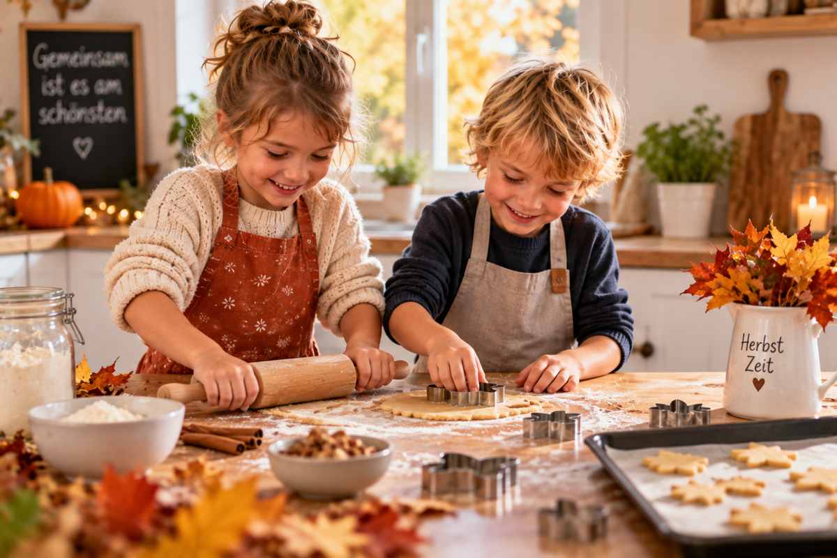 Herbstferien mit Kindern, gemeinsam backen und Plätzchen ausstechen