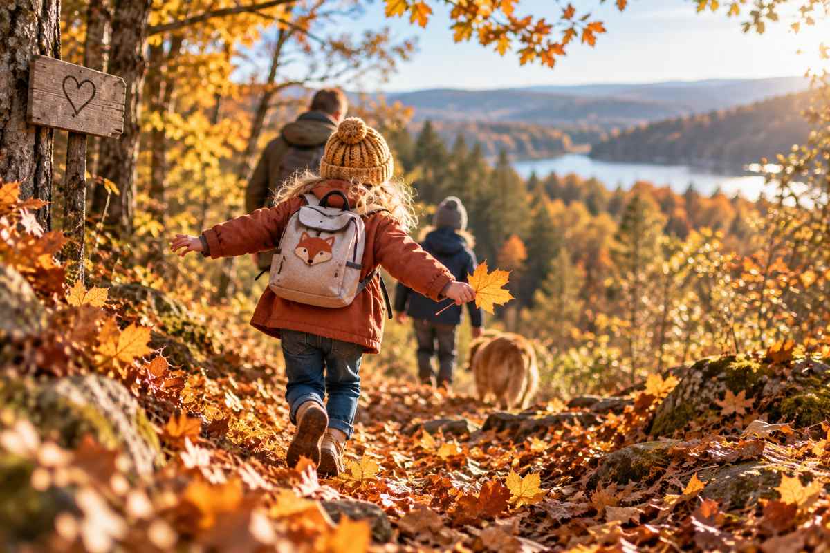 Herbstferien mit Kindern bei einem herbstlichen Waldspaziergang
