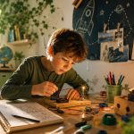 Lernfreude fördern – Schulkind experimentiert neugierig und konzentriert